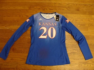Kansas Jayhawks Womens New Blue Stretch Adidas #20 Volleyball Jersey Shirt Sm - Picture 1 of 5