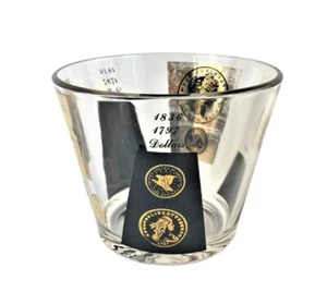 Vintage Mid Century Modern MCM Cera Glass Ice Bucket Gold Black Coins Dollars - Picture 1 of 9