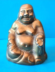 Vintage Chinese Solid Heavy Gauge Brass Happy Buddha Statue - Picture 1 of 8