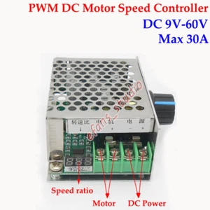 Digital LED DC 6V-60V 12V 24V 36V 48V 30A PWM DC Motor Speed Controller Switch - Picture 1 of 5