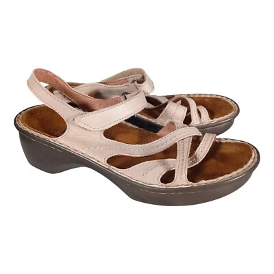 Sandalias Naot 5 Mujer Beige París Cuero Tirantes Bloque Bajo Ajustable Informal Foto 1 de 4
