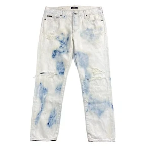 Polo Ralph Lauren The Avery Boyfriend Jeans Women’s 27 Tie Dye White Distressed - Picture 1 of 22