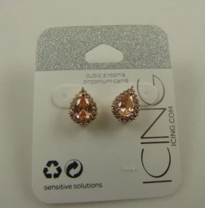 Icing sensitive solutions rose gold tone bling crystal earrings cubic zirconia - Picture 1 of 8