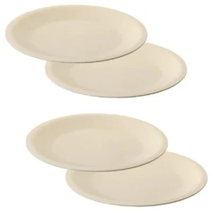 4 Mehrweg-Kunststoff-teller flach Plastikteller Beilagen Picknick Garten beige - Bild 1 von 5