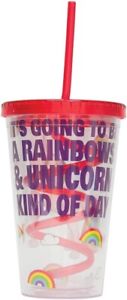 IRIS the UNICORN Sipper Cup Plastic Travel Cup with Spiral Straw Tumbler 16oz