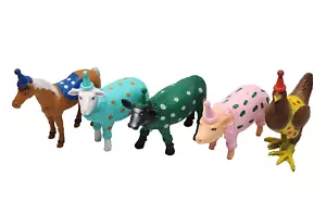 Ankyo Party Animals Cow Pig Sheep Chicken Horse Lot Bundle 5 Toy Farm Figures - Picture 1 of 7