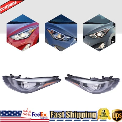Right & Left Headlights W/LED DRL Projector Fits 2014 2015 2016 Hyundai Elantra - Imagem 1 de 4