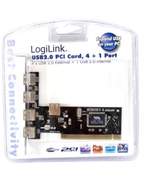 LogiLink USB 2.0 4 + 1 Port PCI USB 2.0-Controllerkarte USB-A PCI Schnittstellen - Bild 1 von 4