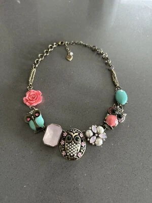 Betsey Johnson Necklace - Rhinestones Owl - Image 1 of 4