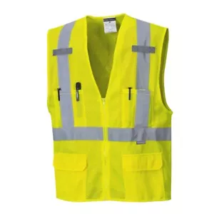 Portwest US370 Atlanta Hi Vis Mesh Safety Vest with Reflective Tape & 6 Pockets - Picture 1 of 11
