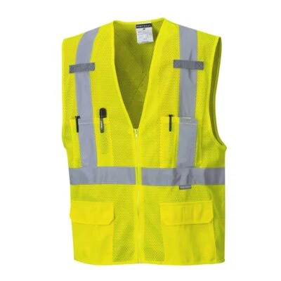 Portwest US370 Atlanta Hi Vis Mesh Safety Vest with Reflective Tape & 6 Pockets - Image 1 of 3