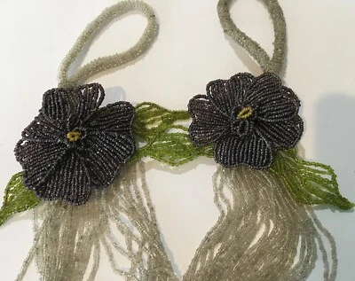 Бисер цветок занавески завязки кисточки фиолетовый прозрачный зеленый семена бисер пара - Изображение 1 из 4