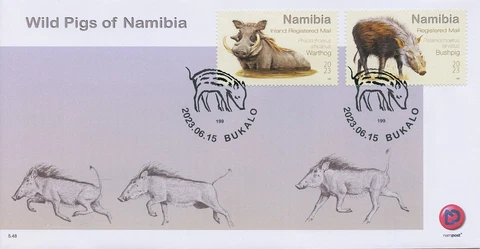 Namibia Stamps 2023 FDC Wild Pigs of Namibia Warthog Bushpig Wild Animals 2v Set Cover