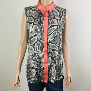 Violet & Claire Damen ärmellose geknöpfte Animal-Print Bluse Large X21 - Bild 1 von 9