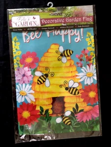 Honigbiene Garten Flagge 12,5x18" doppelseitig Be Happy Bienenstock - Bild 1 von 3