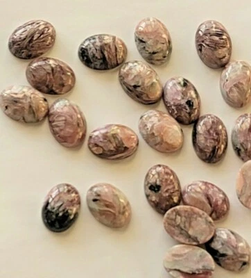 18x13 MM Light Pale Natural Charoite Cabochon HIGH Quality 18x13 MM 10 Pieces - Image 1 of 3