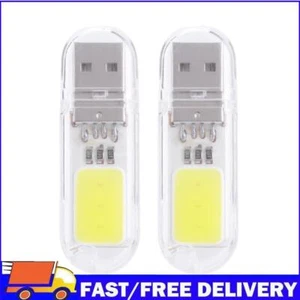 2Pcs Mini USB Night Light White Light Camping Lamp for Camping Hiking (3 COB) - Afbeelding 1 van 9