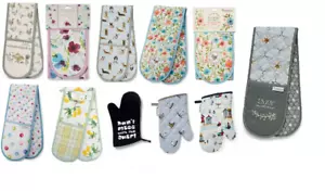 Cook smart 100% Cotton Double Oven Gloves Padded Heat Resistant Kitchen Gift - Picture 1 of 27