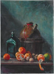 original painting 30 x 40 cm 40JO artwork oil paints modern still life - Picture 1 of 4