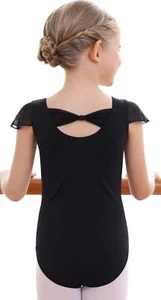Dance Ballet Black Leotard for Toddler Girls Gymnastic Bodysuit Outfit Bow Ba... - Picture 1 of 7