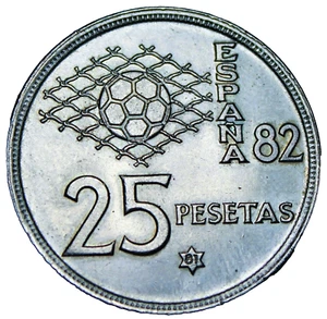 1980 Spain 25 Pesetas~1982 FIFA World Cup~Free Shipping #A268 - Picture 1 of 2