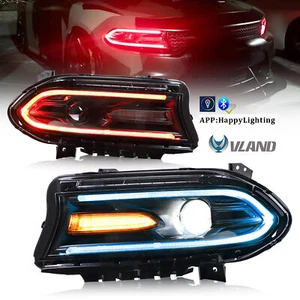 Pair LED Projector Headlights RGB Color Change Lamps For 2015-2022 Dodge Charger - Picture 1 of 9