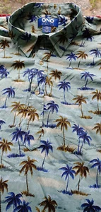 ONO & Co. Pullover Aloha Shirt, Blue Palm Tree Print, XXL,100% Cotton, Mint Cond - Bild 1 von 3