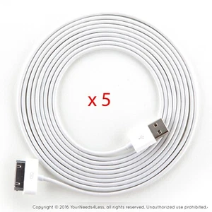5x 10ft White Data Sync Charging cable for iPhone 3 3g 3gs 4 4g 4s iPod touch - Picture 1 of 3