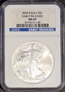 2010 $1 Silver American Eagle MS 69 NGC # 3374615-149 + Bonus - Picture 1 of 2