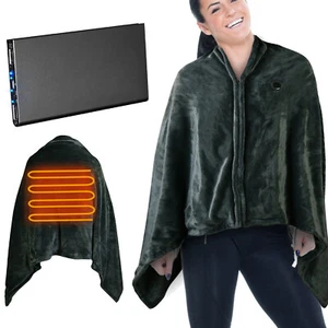 Heated Blanket Electric Heating Blanket Poncho Shawl Wrap Throw w/ Battery Pack - Picture 1 of 17
