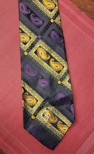 X'Andrini Men's Imported Silk Necktie 4.5" x 58" Paisley Orange Purple - Picture 1 of 7