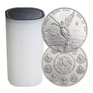 Roll of 25 - 2024 Silver Mexican Libertad Onza 1 oz Brilliant Uncirculated - Picture 1 of 3