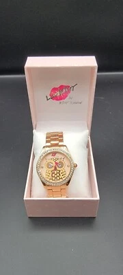 Betsey Johnson Rose Gold Owl Crystal Bezel Bracelet Watch BL00048-167 NWT - Image 1 of 4