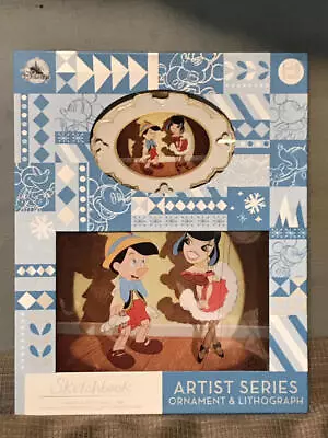 Disney Artist Series Sketchbook Ornament & Lithograph Set Pinocchio LE 3700  NEW - Image 1 of 4