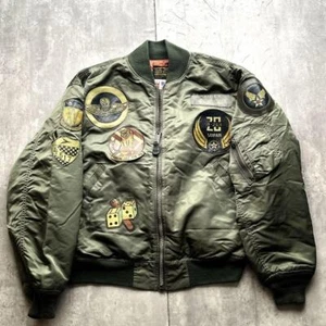 Chaqueta de Vuelo Avirex MA1 Top Gun Caqui Naranja Nylon Shell Estilo Vintage Talla M - Imagen 1 de 18