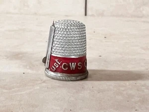 VINTAGE RETRO SEWING THIMBLE AD ADVERTISING CWS CONGRESS SOAP RED ENAMEL - Picture 1 of 6