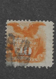 US Scott 127, 10 cent yellow, eagle/ shield, RE-ISSUE , no grill, VF, scv.$1350 - Picture 1 of 2