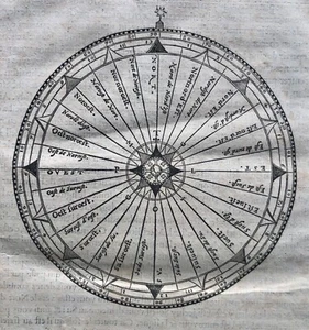 "COMPASS" [BUSSOLA]. ANDRÉ THEVET's "La Cosmographie Universelle", woodcut, 1575 - Foto 1 di 3