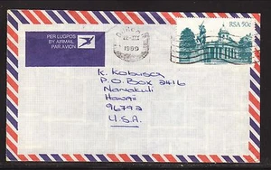 Durban, South Africa--1989 Air Mail Cover to Hawaii - Picture 1 of 1