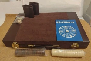 Backgammon Xtralarge Kingstone Folding Case Travel Complete 18" Speckled - Picture 1 of 4