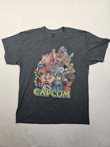 Capcom Video Game Characters Mega Man Street Fighter Licensed T-Shirt Large Gray - Picture 1 of 6