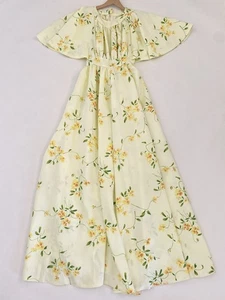 Abito lungo maxi prateria vintage anni 70 piccolo stampato floreale maniche a farfalla - Foto 1 di 10