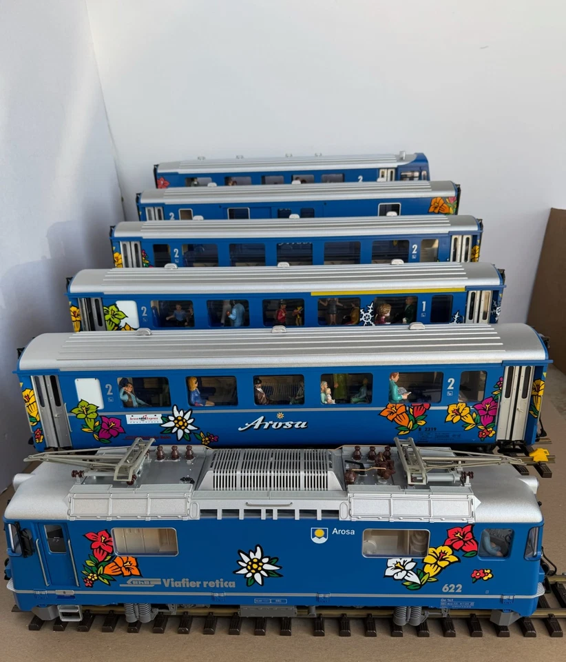 LGB 27432 30900 37670 37673 37674 37690 - RhB Arosa Electric Loco set w/ DCC LN - Image 1 of 4