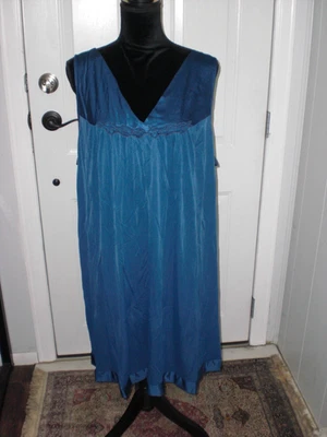 Camisón VANITY FAIR Talla 2 XL Azul Profundo Clásico Estilo Sin Mangas Usado Foto 1 de 3