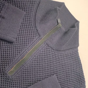 Zegna Mens Knit Sweater 1/4 Zip Pullover S 48R Blue Wool Cashmere Made In Italy - Picture 1 of 24