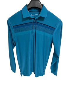 Under Armour Loose Fit Long Sleeve Golf Polo Shirt Size Medium Blue - Picture 1 of 6