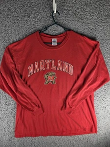 Maryland Terrapins Camicia Uomo Extra Large Rossa Manica Lunga College Delta Cotone - Foto 1 di 7