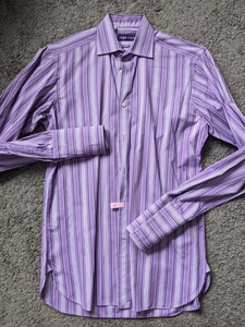 FLAWLESS POLO RALPH LAUREN PURPLE LABEL MEN 14 1/2 SMALL BUTTON DRESS SHIRT - Picture 1 of 7