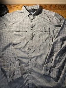 Prana Gray Check Stretch Garvan Breathable Long Sleeve Shirt | Men's L - Picture 1 of 13