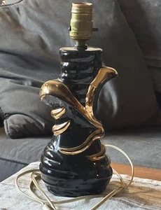 Vintage Midcentury Ceramic Lamp Black And Gold signed C Miller 1956 - Picture 1 of 15